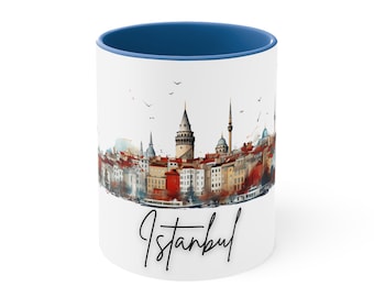 Taza de café de Estambul, recuerdo de viaje, horizonte de Gálata