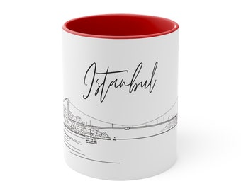 Taza de café con boceto de Estambul, recuerdo de viaje a Turquía