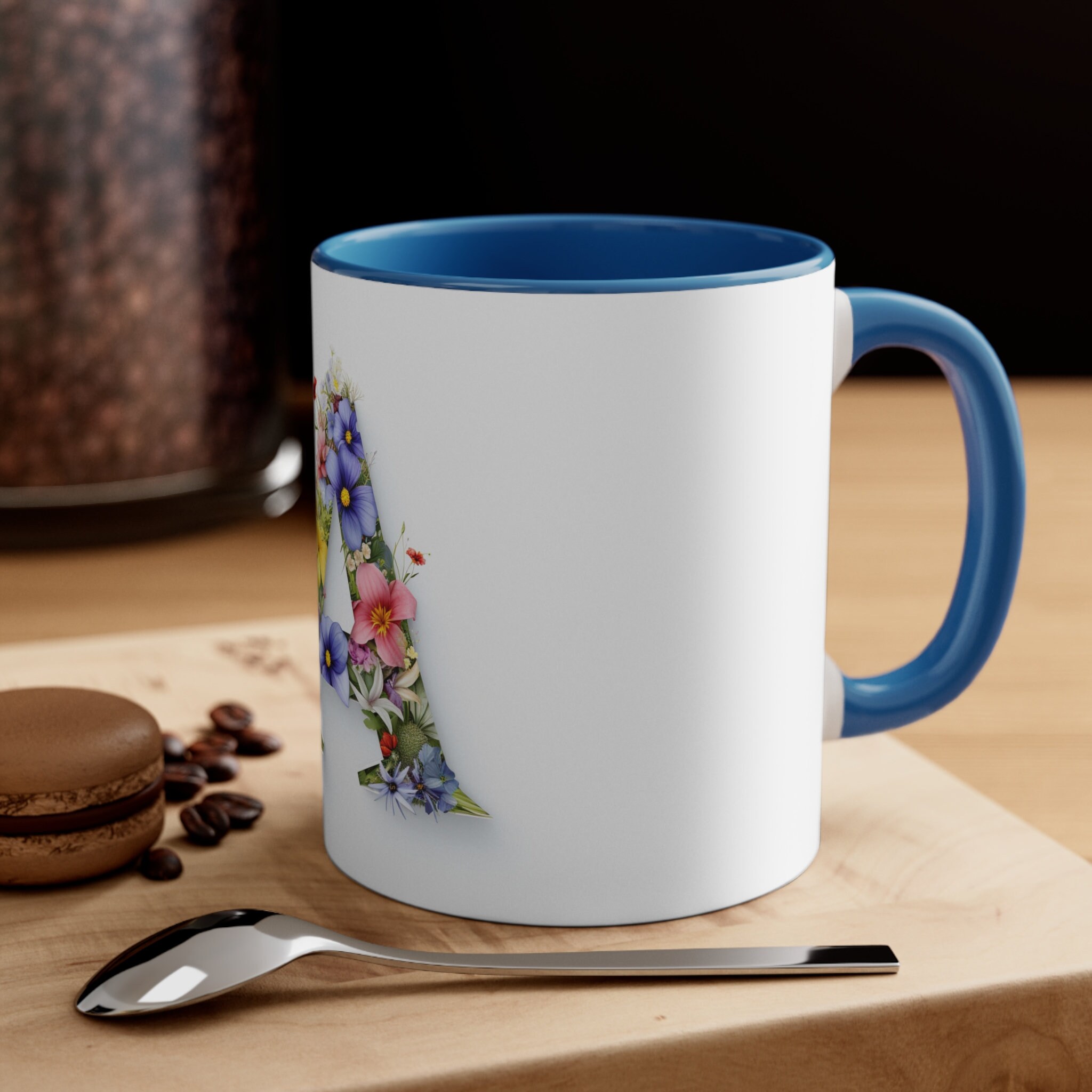 Floral Monogram Coffee Mug, Personalized Letter Initial - Etsy