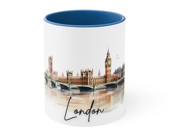 London Coffee Mug, London Mug, Travel Gift, Summer Holiday, Architecture Landmarks, Design, Ceramic Mugs, Great Britain, UK, England