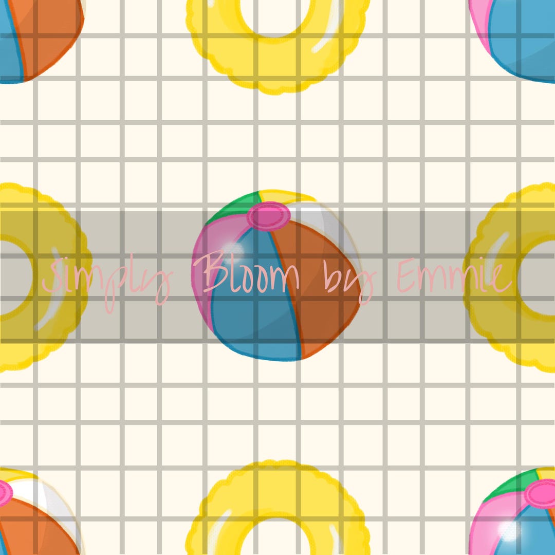 Cream Beach Ball Seamless Pattern PNG, Instant Download, Digital ...