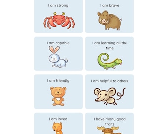 Affirmation Cards for kids,kids mental health, motivational cards, kids positivity cards, children cards, printable, 32 cards