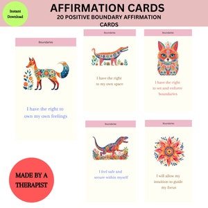 Cartes d'affirmation, cartes flash avec citations positives, estime de soi, confiance en soi, soins personnels, croissance personnelle, développement personnel, limites