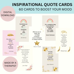 Cartes de citations inspirantes, cartes de pleine conscience, messages inspirants, cartes positives, cartes de motivation, téléchargement numérique