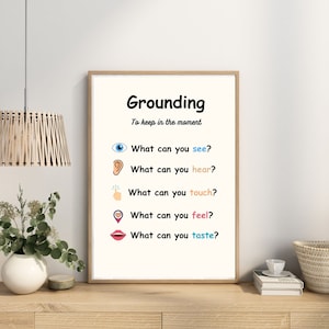 Therapy poster, Grounding poster, A4 printable, digital download