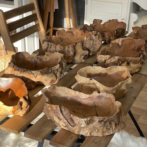 Handcrafted Teak Root Wood Bowl: Rustic Centerpiece, Unique Decor