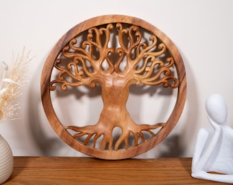 Teak Wood Tree of Life Wall Art: Handcrafted Home Decor