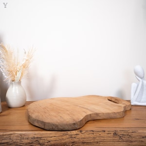 Rustic Teak Wood Cutting Board With Handle: Natural Edge Charcuterie Board