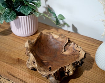 Teak Root Wooden Bowl Rustic Bowl Decorative Bowl Wood Bowl Solid Wood Bowl Handcrafted Wooden Fruit Bowl Natural Wood Unique Serving Bowl