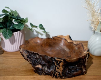 Large Teak Root Wooden Bowl Rustic Bowl Handcarved Bowl Housewarming Gift  Bowl Solid Wood Bowl Handcrafted Wood Fruit Bowl Centrepiece Bowl