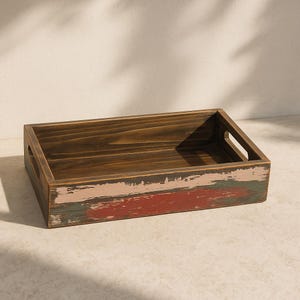 Decorative Wooden Tray Wood Storage Tray Bathroom Tray Organiser Rustic Wood Tray Decorative Storage Kitchen Storage Tray Farmhouse Style