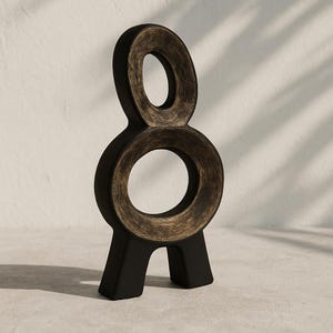 Modern Black Wood Abstract Sculpture: Nordic Home Decor