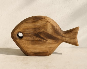 Hand Carved Wooden Fish Sculpture: Coastal Rustic Decor