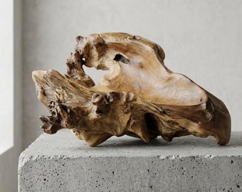 Hand Carved Teak Root Bowl – Live Edge Organic Wood Centerpiece, Wabi Sabi Decor (36x29x12cm)