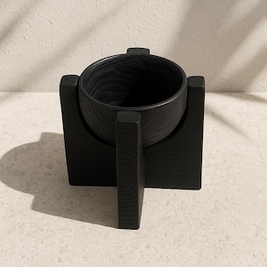 Handcrafted Black Wood Decorative Bowl: 20x20x20cm