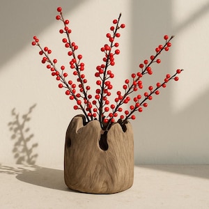 Solid Wood Flower Vase: Natural Home Decor Accent
