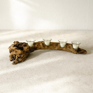 Rustic Driftwood Candle Holder: Handmade Eco-Friendly Tealight Centerpiece