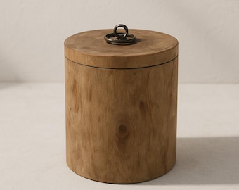 Handmade Wooden Storage Jar with Lid: Rustic Kitchen Canister