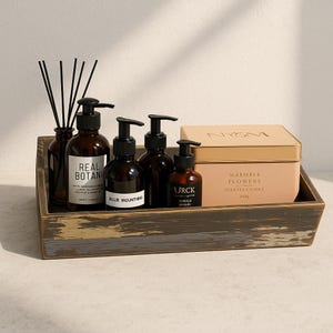 Decorative Wooden Tray Wood Storage Tray Bathroom Tray Organiser Rustic Wood Tray Decorative Storage Kitchen Storage Tray Farmhouse Style