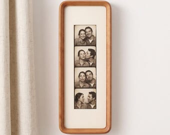 Solid Cherry Wood F-Style Photobooth Strip Frame | Modern Curved Design, Wall or Desk Display