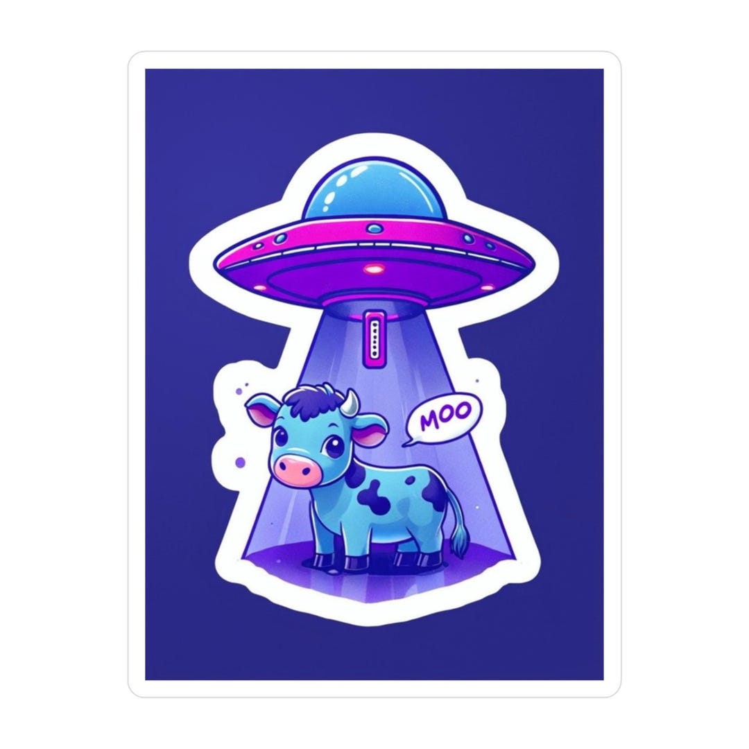 Alien UFO Abduction Cow Sticker | Vinyl Decal - Etsy
