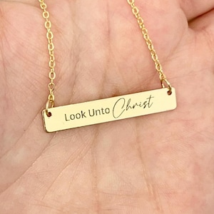 Look Unto Christ, 2025 LDS Youth Theme, Necklace, Bar Charm, Young Women, Gift, Birthday, Christmas, YW, D&C 6:36, Doubt Fear Not, Jewelry