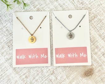 Collar "Camina Conmigo" - Tema de la Juventud SUD 2026 - Joyería Cristiana - Regalo para Mujeres Jóvenes - Cumpleaños de las Mujeres Jóvenes - Regalo SUD de Navidad - Empaquetado