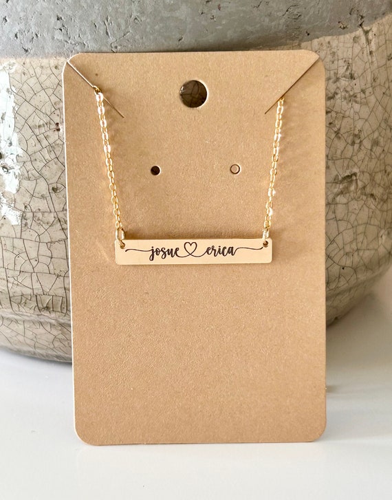 Personalized Name Necklace - Custom Engraved Bar Necklace With Gift Box (Gold/Silver/Rose Gold) - View #3