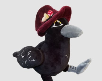 Edgar the Crow Plush-Kids soft witchcraft Raven stuffed animal-children's cute crow witch plush-snuggly witch hat bird stuffed toy