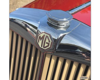 1953 MG TD (Red). Foreign Car Canvas Wall Art, Classic Automobile Decor, Car Enthusiast Gift, Automotive Art.