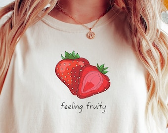 T-shirt alla fragola fruttata, camicia saffica per donne, camicia Gay Pride, regalo per lesbiche, abbigliamento WLW, colori confortevoli