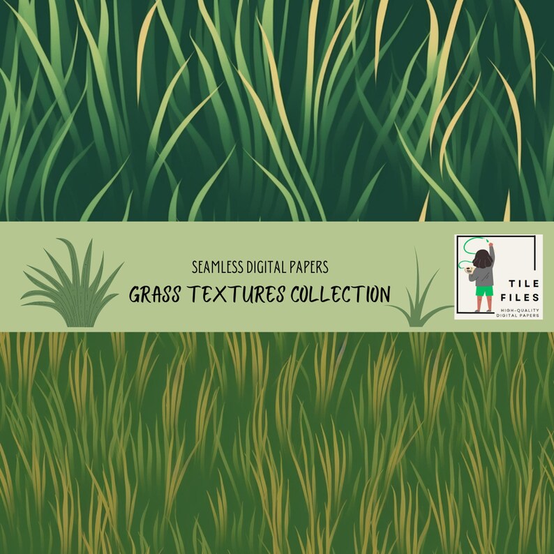 Grass Textures Digital Paper Patterns Seamless Digital Paper Pack
