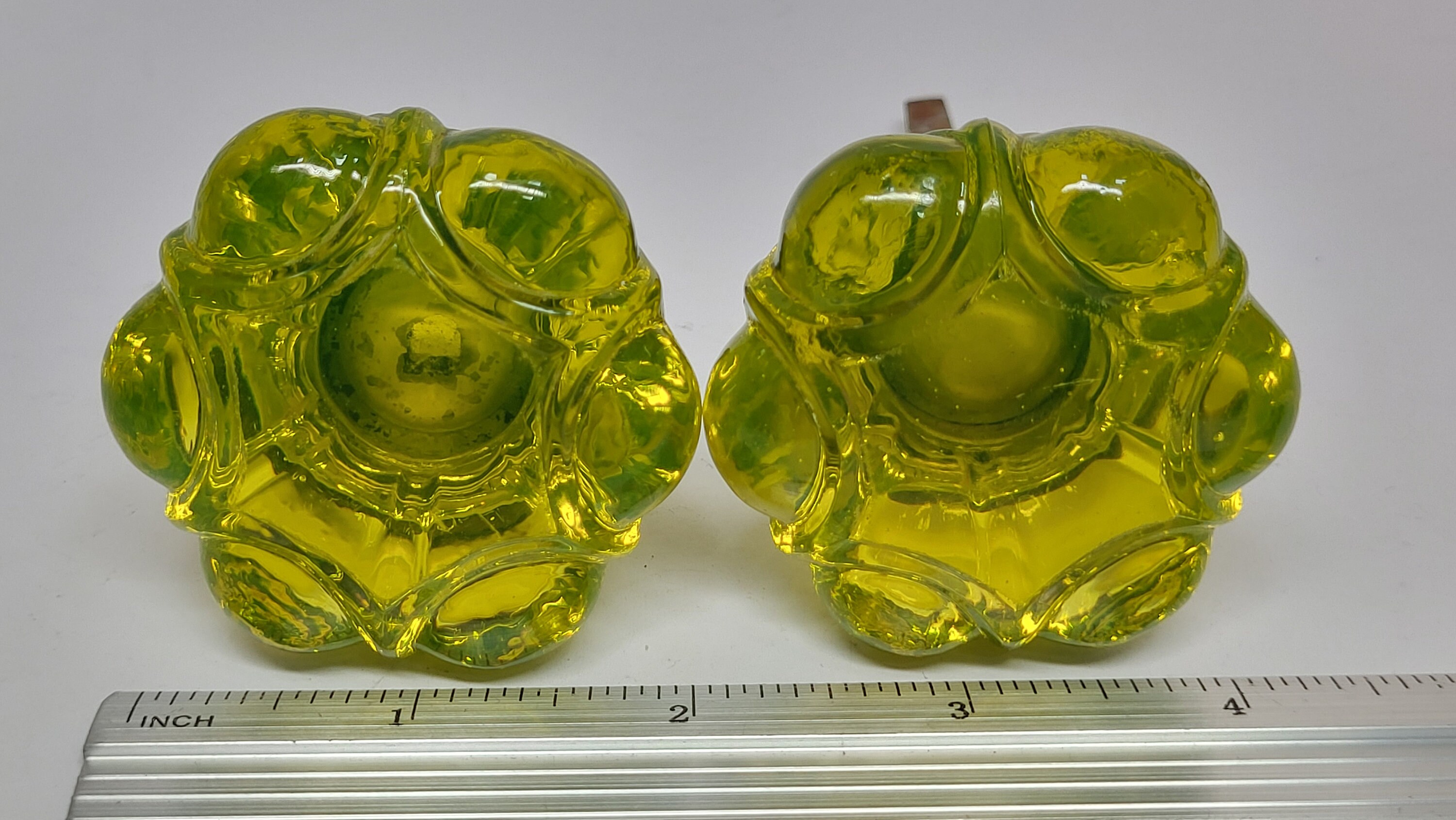 Antique UV Glowing URANIUM Green Glass Door Knob Pair/ Strong Glow Etsy