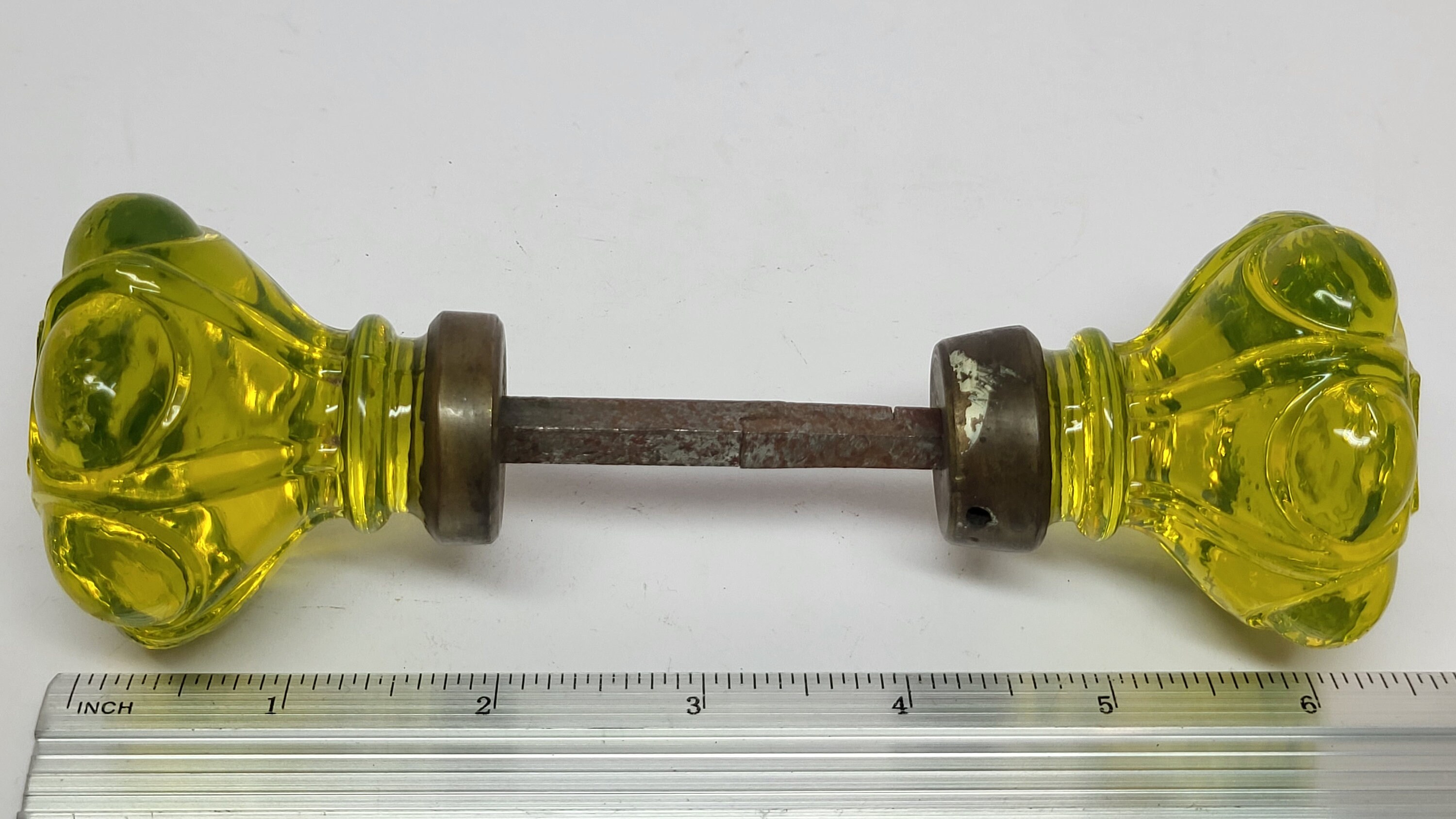 Antique UV Glowing URANIUM Green Glass Door Knob Pair/ Strong Glow Etsy