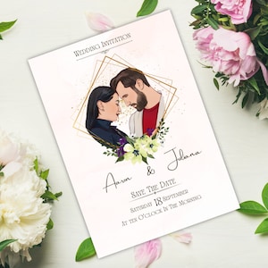 Personalisierte illustrierte Hochzeitseinladungen