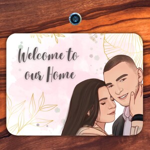 Letrero Ilustrado Personalizado Edición Parejas I Colgante de Pared y Puerta I Regalo PERSONALIZADO