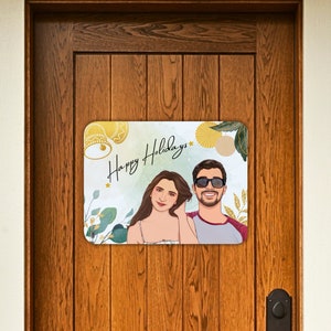 Letrero Ilustrado Personalizado Edición Parejas I Colgante de Pared y Puerta I Regalo PERSONALIZADO
