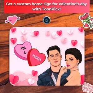 Personalisiertes illustriertes Zeichen für VALENTINES DAYI Wand- und Türbehang I individuelles Geschenk l personalisiert