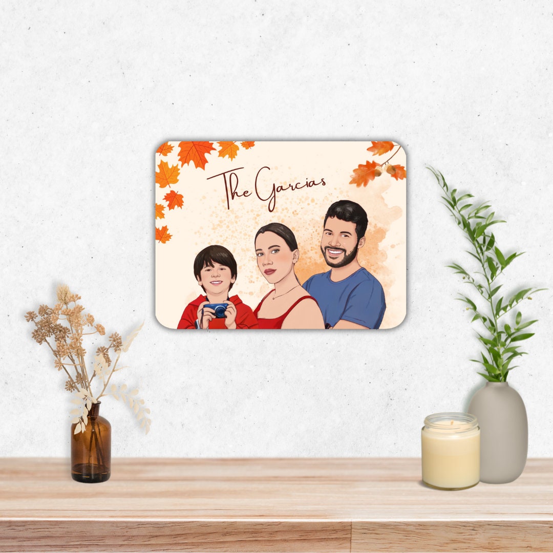 Personalized Illustrated Sign Family Edition I Wall and Door Hanging I ...