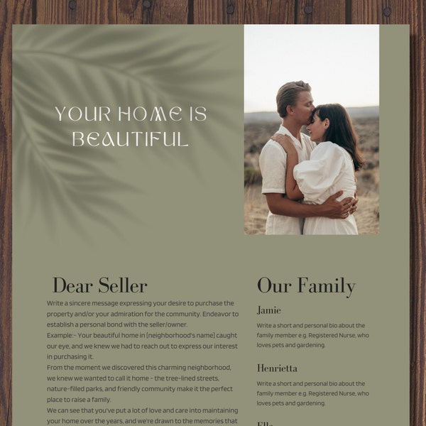 Love Letter Template Home Buyer Etsy