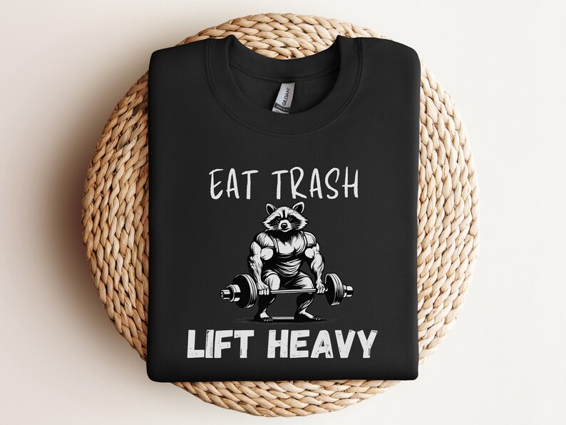 Lift Heavy Raccoon Sweatshirt, Funny Workout Sweatshirt, Weightlifting