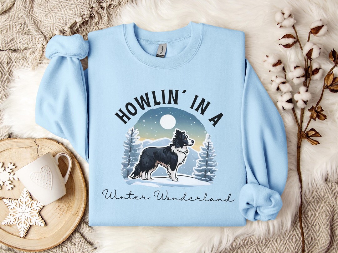 Border Collie Winter Sweatshirt, Wreath Collie Sweatshirt, Border