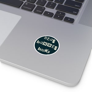 Read Banned Books Round Sticker Political Vinyl Decal Support Libraries Stop Book Bans Laptop Water Bottle Librarian Gift Present Vehicle image 3