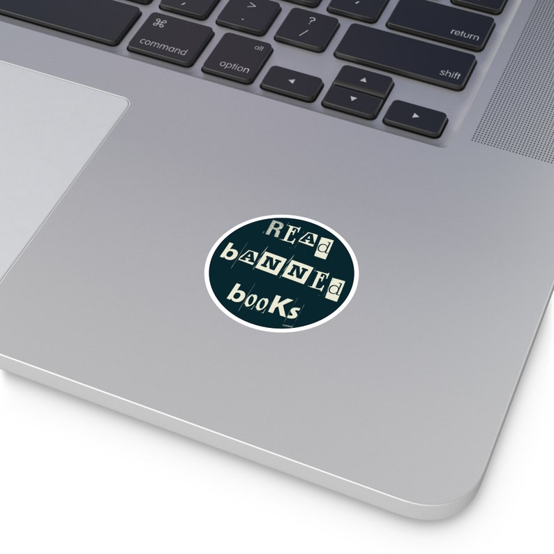 Read Banned Books Round Sticker Political Vinyl Decal Support Libraries Stop Book Bans Laptop Water Bottle Librarian Gift Present Vehicle image 3