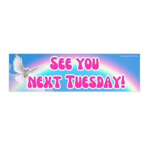 See You Next Tuesday! Bumper Sticker Groovy Girly Vinyl Car Decal Dirty Pun/Joke Vehicle Laptop Water Bottle Dove Rainbow Ironic