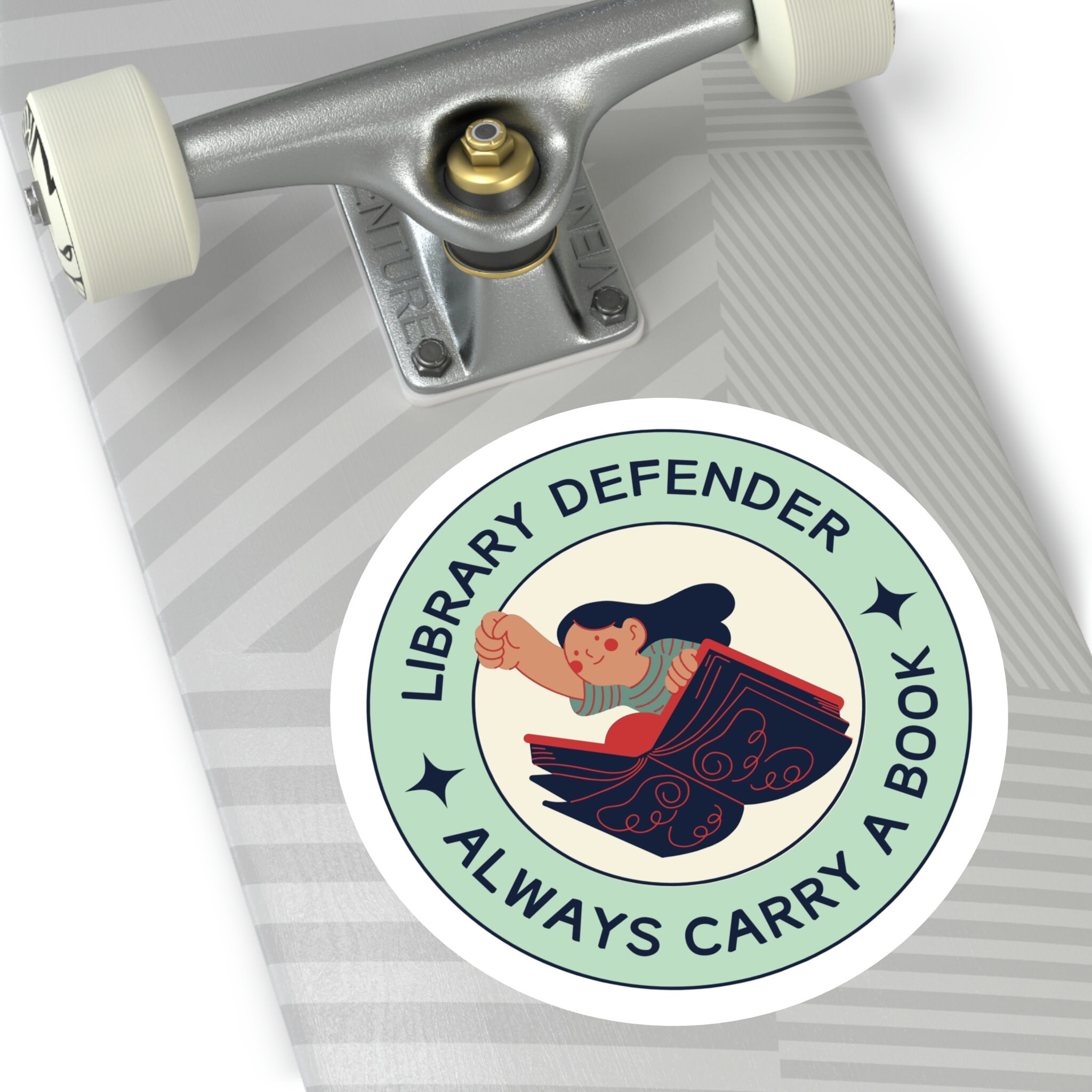 Library Defender - Always Carry A Book Sticker Librarian Gift Vinyl ...