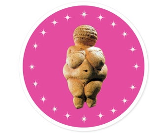 Venus de Willendorf Pegatina Redonda Diosa Neolítica Antigua Positividad Corporal Liberación de Grasa Feminista Fertilidad Regalo Presente Coche Botella de agua