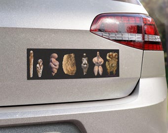 Prehistoric Goddess Car Magnet | Waterproof Vinyl Vehicle Decor | Body Positivity Feminist Witchcraft Feminine Divine | Bumper Sticker