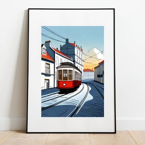 Red tram Lisbon street