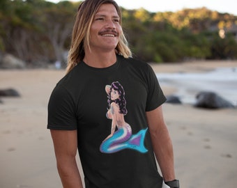 Mermaid Pinup T-Shirt, Sexy Tattooed Woman, Surfer Tee